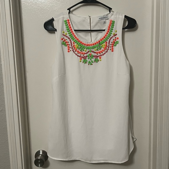 Banana Republic White Beaded Tank - Picture 1 of 4